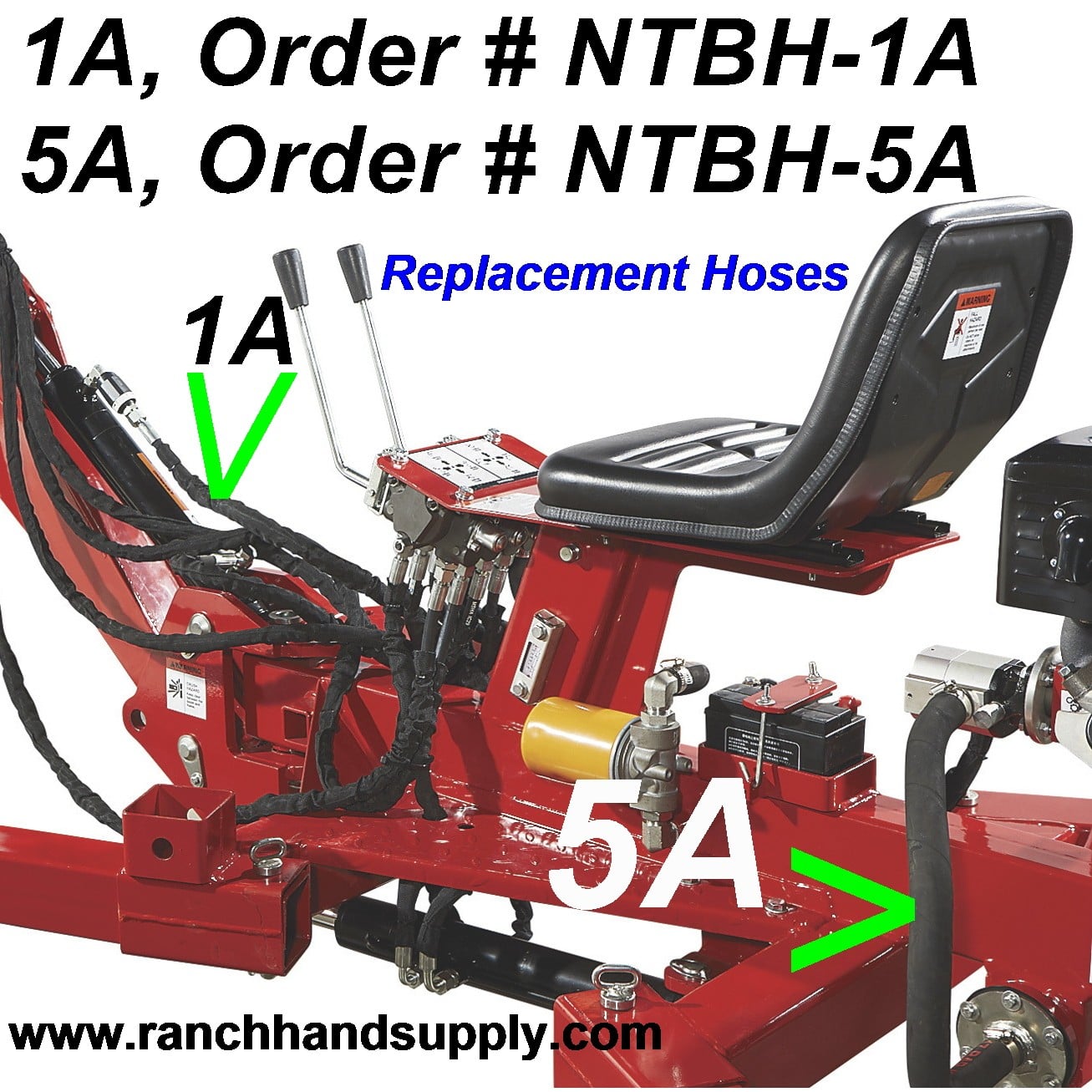 Nortrac towable backhoe  Trencher hydraulic cylinder hose. Replacement Nortrac trencher hydraulic hoses.